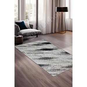 Karo Halı Siyah Salon Koridor Antre Mutfak Halısı Silinebilir Kaymaz Tabanlı 140x600 cm