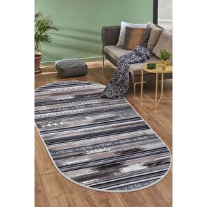 Halı Kahverengi Cool Köln Yıkanabilir Oval Kesme Ince Yolluk Kilim Salon Halısı Modelleri 200x450 cm