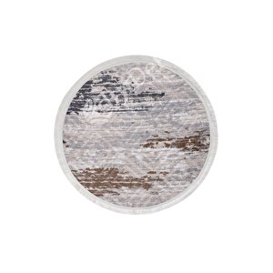 Halı Gri14 Cool Karo Saçaklı Yuvarlak Kesme Ince Yolluk Kilim Salon Halısı Modelleri 120x120 cm