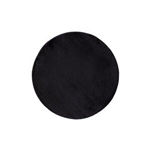 Siyah Yuvarlak Post Dokuma Halı Peluş Yumuşacık Kaymaz Antibakteriyel 150x150 cm