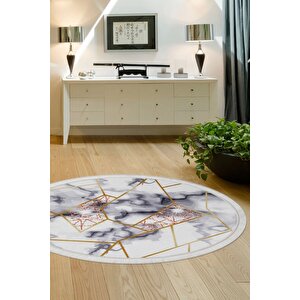 Halı Gold Kristal Saçaklı Yuvarlak Kaymaz Kesme Ince Yolluk Kilim Salon Halısı Modelleri 120x120 cm