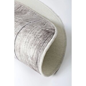 Ky7056 Gri Saçaksız Dijital Yuvarlak Halı Kaymaz Yıkanabilir Mutfak Antre Salon Halısı