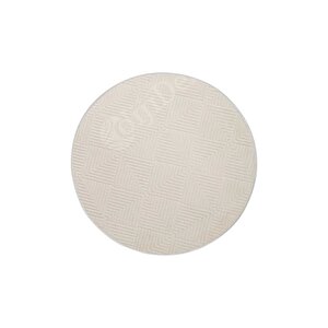 Halı Cool Krem Pramit Desenli Saçaksız Yuvarlak Kesme Yolluk Kilim Salon Halısı Modelleri 90x90 cm