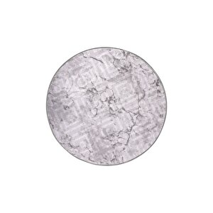 Halı Gri Cool Karo Yıkanabilir Yuvarlak Kesme Ince Yolluk Kilim Salon Halısı Modelleri 110x110 cm