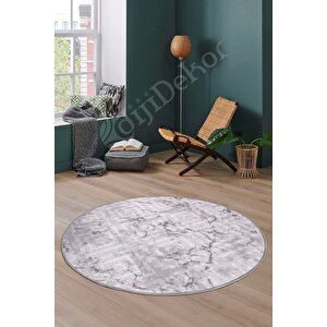 Halı Gri Cool Karo Yıkanabilir Yuvarlak Kesme Ince Yolluk Kilim Salon Halısı Modelleri 140x140 cm