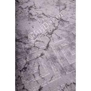 Halı Gri Cool Karo Yıkanabilir Yuvarlak Kesme Ince Yolluk Kilim Salon Halısı Modelleri 140x140 cm