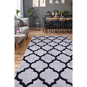 Halı Gri Maça Desenli Yıkanabilir Saçaksız Kesme Ince Yolluk Kilim Salon Halısı Modelleri