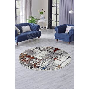 Ky7005 Multi Saçaksız Dijital Yuvarlak Halı Kaymaz Yıkanabilir Mutfak Antre Salon Halısı 90x90 cm