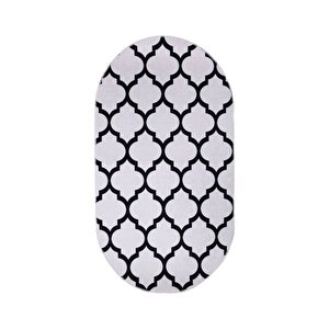 Halı Beyaz Maça Yıkanabilir Saçaksız Oval Kesme Ince Yolluk Kilim Salon Halısı Modelleri 120x350 cm