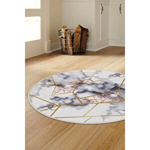 Halı Gold Kristal Yıkanabilir Yuvarlak Kesme Ince Yolluk Kilim Salon Halısı Modelleri 140x140 cm
