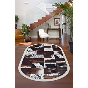Halı Kahverengi Dr01 Saçaklı Oval Kaymaz Kesme Ince Yolluk Kilim Salon Halısı Modelleri 200x300 cm