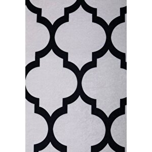 Halı Beyaz Maça Yıkanabilir Saçaksız Oval Kesme Ince Yolluk Kilim Salon Halısı Modelleri 140x400 cm