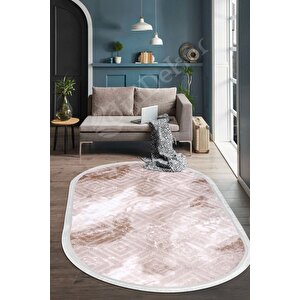 Halı Devetüyü Cool Karo Saçaklı Oval Kesme Ince Yolluk Kilim Salon Halısı Modelleri 80x150 cm