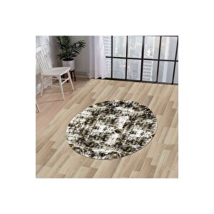 Halı Siyah Cool K1310 Yıkanabilir Yuvarlak Kesme Ince Yolluk Kilim Salon Halısı Modelleri 110x110 cm