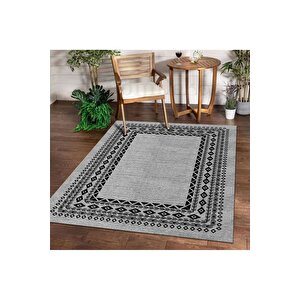 Halı Gri O22136 Yıkanabilir Saçaksız Ince Yolluk Kilim Salon Halısı Modelleri 80x200 cm