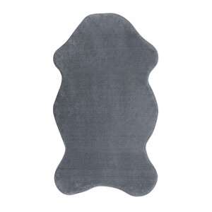Koyu Gri Şekilli Post Dokuma Halı Peluş Tavşan Tüyü Hissi Antibakteriyel 200x300 cm
