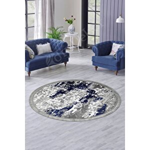 Halı Lacivert Cool Yıkanabilir Saçaklı Yuvarlak Delüxe Yolluk Kilim Salon Halısı Modeller 170x170 cm