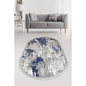 Halı Gri Cool Yıkanabilir Saçaklı Oval Delüxe Kesme Yolluk Kilim Salon Halısı Modelleri 100x450 cm