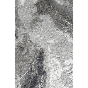 Delüxe Antrasit Saçaksız Yuvarlak Halı Yeni Kabartmalı Model Salon Halısı 200x200 cm