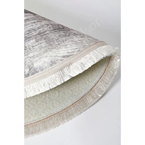 Halı Gri Cool Ky7056 Yıkanabilir Saçaklı Oval Kesme Ince Yolluk Kilim Salon Halısı Modeli