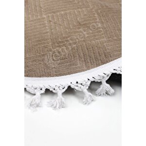 Avangard Yuvarlak Halı Pramit Kahve Salon Koridor Antre Mutfak Halısı Saçaklı