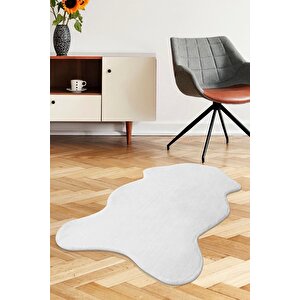 Peluş Halı Beyaz Cool Yıkanabilir Şekilli Kesme Post Yolluk Kilim Salon Halısı Modelleri 120x180 cm