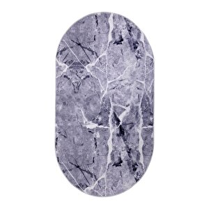 Halı Gri Granit Yıkanabilir Saçaksız Oval Kesme Ince Yolluk Kilim Salon Halısı Modelleri 120x180 cm