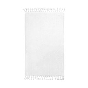 Beyaz Post Dokuma Halı Saçaklı Peluş Yumuşacık Kaymaz Antibakteriyel 160x450 cm