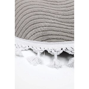 Halı Cool Gri Sahra Kaymaz Yıkanabilir Saçaklı Yuvarlak Yolluk Salon Halısı Modelleri