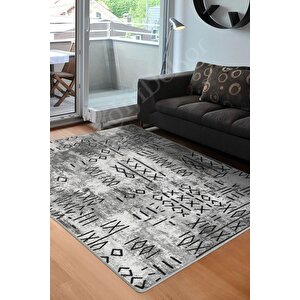 Halı Gri Iskandinav Yıkanabilir Saçaksız Delüxe Yolluk Kilim Salon Halısı Modelleri 80x400 cm