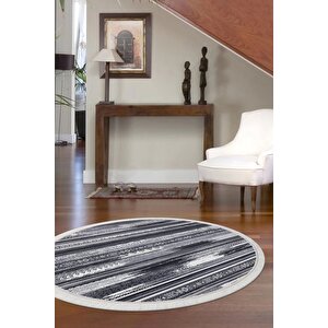 Halı Gri Cool Köln Saçaklı Yuvarlak Kaymaz Kesme Ince Yolluk Kilim Salon Halısı Modelleri 150x150 cm