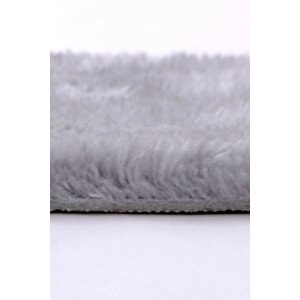 Peluş Halı Açık Gri Cool Yıkanabilir Post Kesme Yolluk Kilim Salon Halısı Modelleri
