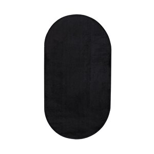 Peluş Halı Siyah Cool Yıkanabilir Oval Post Kesme Yolluk Kilim Salon Halısı Modelleri 150x233 cm