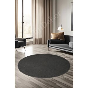 Avangard Yuvarlak Halı Sahra Antrasit Salon Koridor Antre Mutfak Halısı Silinebilir 170x170 cm