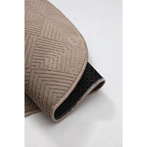Avangard Yuvarlak Halı Pramit Kahve Salon Koridor Antre Mutfak Halısı Silinebilir 90x90 cm