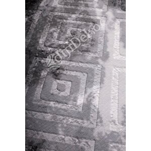 Halı Antrasit Cool Karo Yuvarlak Kaymaz Kesme Ince Yolluk Kilim Salon Halısı Modelleri