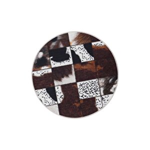 Halı Kahverengi Dr01 Yıkanabilir Yuvarlak Kesme Ince Yolluk Kilim Salon Halısı Modelleri 100x100 cm
