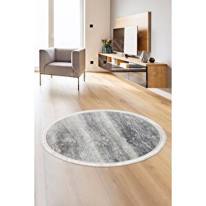 Halı Gri Cool Ky7056 Saçaklı Yuvarlak Kesme Ince Yolluk Kilim Salon Halısı Modelleri