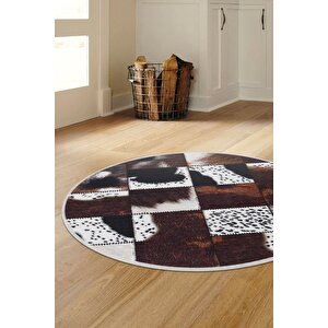 Halı Kahverengi Dr01 Yıkanabilir Yuvarlak Kesme Ince Yolluk Kilim Salon Halısı Modelleri 200x200 cm