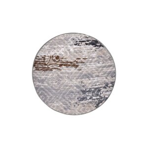 Halı Gri14 Cool Karo Yıkanabilir Yuvarlak Kesme Ince Yolluk Kilim Salon Halısı Modelleri 170x170 cm