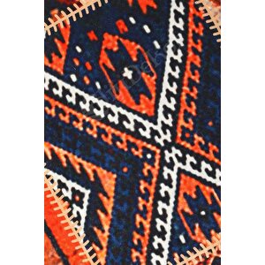 Halı Turuncu Cool K1300 Saçaklı Yuvarlak Kesme Ince Yolluk Kilim Salon Halısı Modelleri 170x170 cm