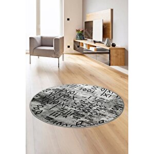 Halı Gri Iskandinav Yıkanabilir Saçaksız Yuvarlak Delüxe Yolluk Kilim Salon Halısı Modeli