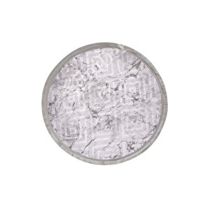 Halı Gri Cool Karo Saçaklı Yuvarlak Kesme Ince Yolluk Kilim Salon Halısı Modelleri 100x100 cm