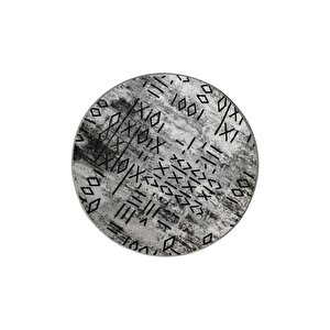 Halı Gri Iskandinav Yıkanabilir Saçaksız Yuvarlak Delüxe Yolluk Kilim Salon Halısı Modeli 150x150 cm