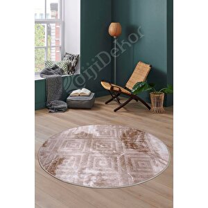 Halı Devetüyü Cool Karo Yuvarlak Kaymaz Kesme Ince Yolluk Kilim Salon Halısı Modelleri 130x130 cm