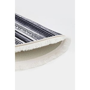 Halı Gri Cool Köln Yıkanabilir Saçaklı Oval Kesme Ince Yolluk Kilim Salon Halısı Modeli 80x700 cm