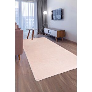Pembe Post Dokuma Halı Peluş Yumuşacık Kaymaz Antibakteriyel Çocuk Mutfak Salon Halısı 100x300 cm