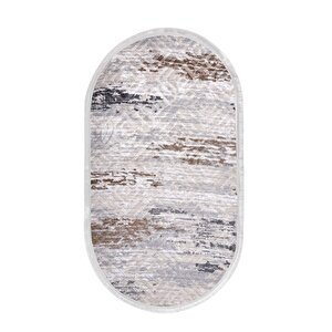Halı Gri14 Cool Karo Saçaklı Oval Kaymaz Kesme Ince Yolluk Kilim Salon Halısı Modelleri 60x450 cm