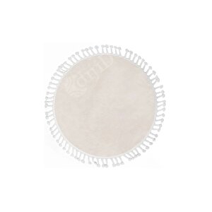 Peluş Halı Krem Cool Saçaklı Yuvarlak Kesme Post Yolluk Kilim Salon Halısı Modelleri 170x170 cm