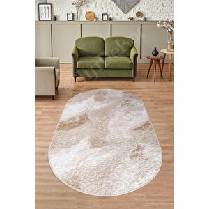 Halı Devetüyü Cool Yıkanabilir Saçaksız Oval Delüxe Yolluk Kilim Salon Halısı Modelleri 100x150 cm
